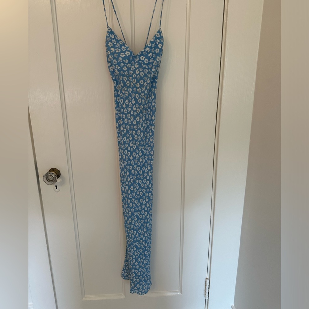 Blue floral midi dress
